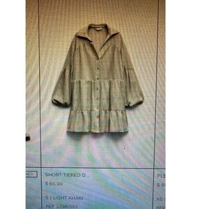 Zara short tiered khaki dress size SMALL